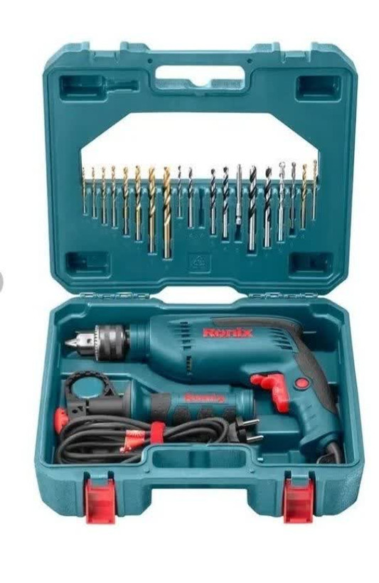 کیت دریل برقی چکشی 13 میلی متری سه نظام فلزی 850 وات رونیکس مدل 2250K یکسال گارانتی