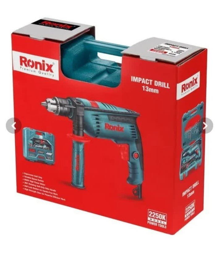 کیت دریل برقی چکشی 13 میلی متری سه نظام فلزی 850 وات رونیکس مدل 2250K یکسال گارانتی